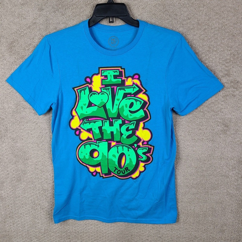 MDNY Merch Direct Shirt Mens Medium Blue I Love The 90s Short Sleeve Graphic Tee